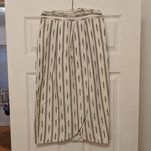 J Crew ikat print midi faux wrap skirt with tie